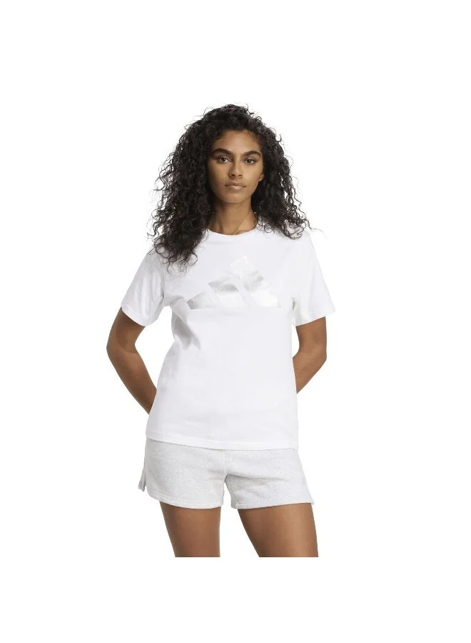 Adidas W C Hol Met T White Graphic Tee (Short Sleeve) T-Shirts For Women